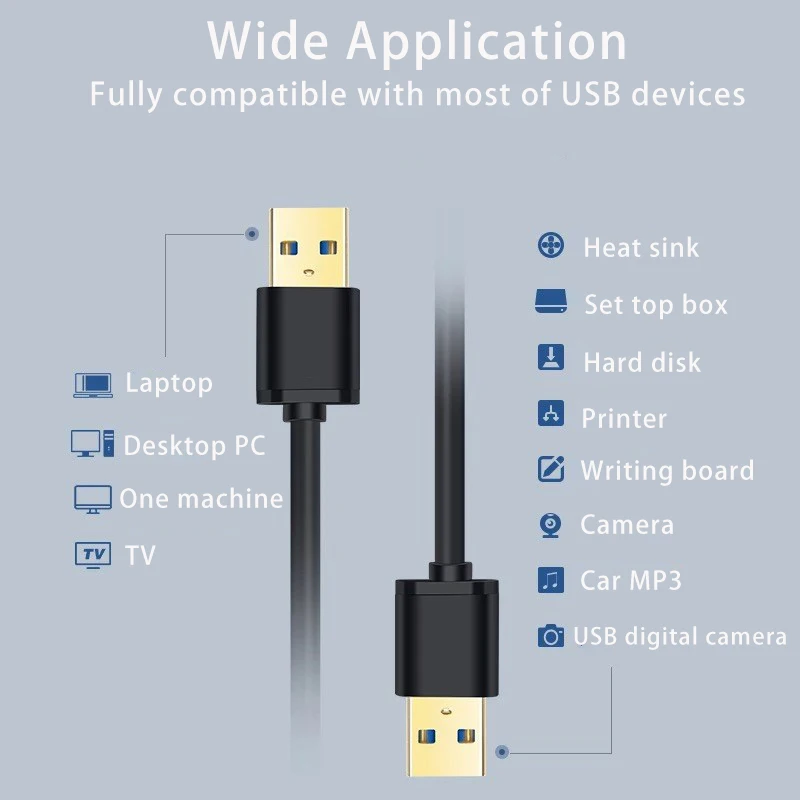 USB 3.0 5Gbps Fast Transfer Extension Cable Male to Male USB3.0 2.0 Extender for Radiator Hard Disk Webcom Camera USB Data Cable