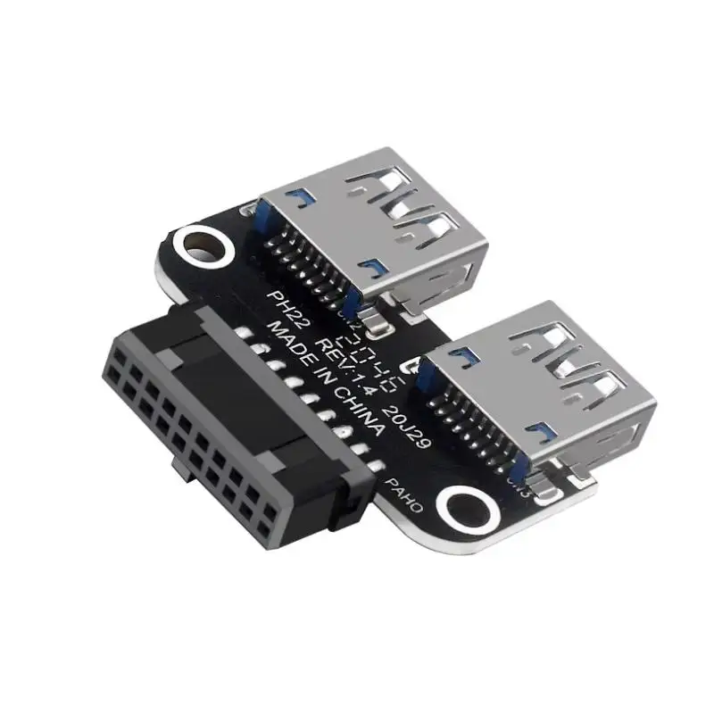 1Pcs USB 3.0 19/20 Pin Socket To Dual USB 3.0 A Splitter Anti-Interference Stable Female Motherboard Adapter