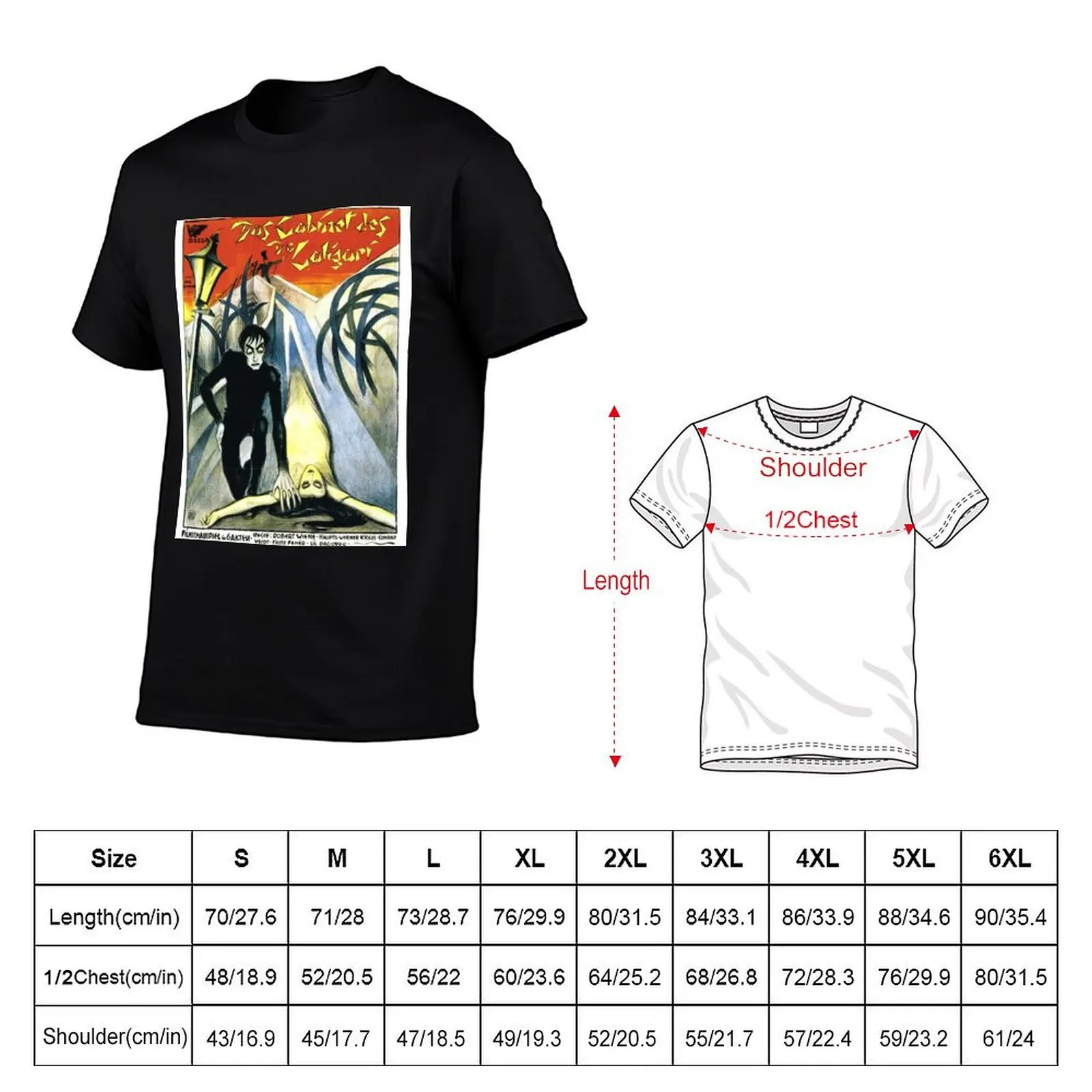 The Cabinet of Dr. Caligari German Movie Poster t-shirt abbigliamento estetico abbigliamento hippie magliette da uomo casual elegante