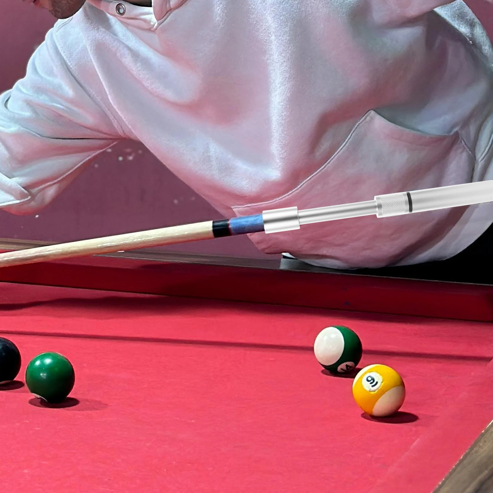 

Aluminium Pool Rod Lightweight Durable Billiard Accessory Smooth Edge Shaft Extender Portable Extension Stick Snooker Cue