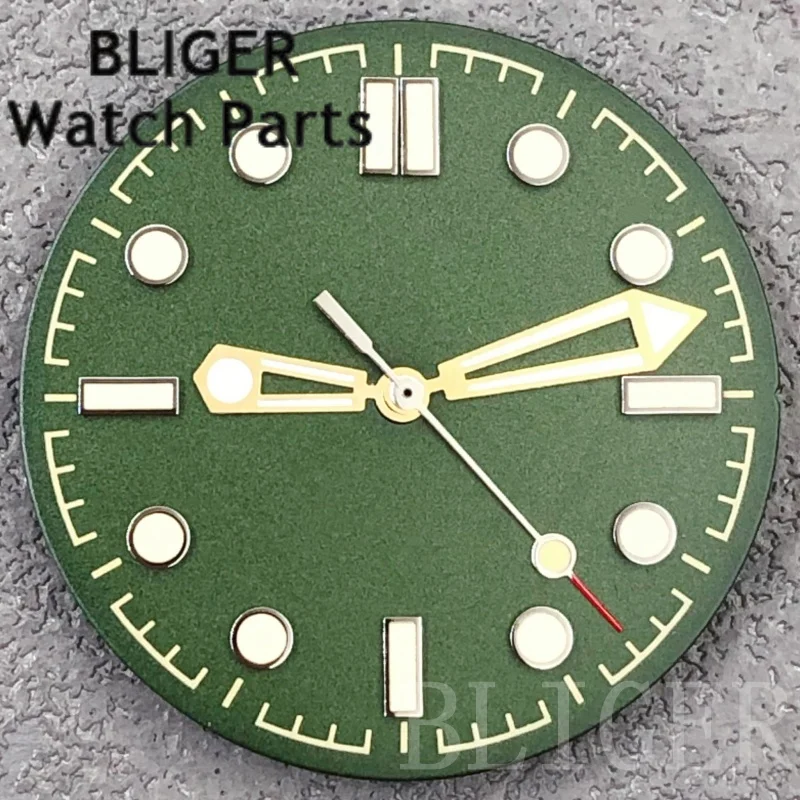BLIGER 31 мм NH35 бронзовый зеленый циферблат для часов, набор стрелок, светящийся Fit NH34 NH35 ETA2824 PT5000 Miyota, аксессуары для часов с механизмом, детали
