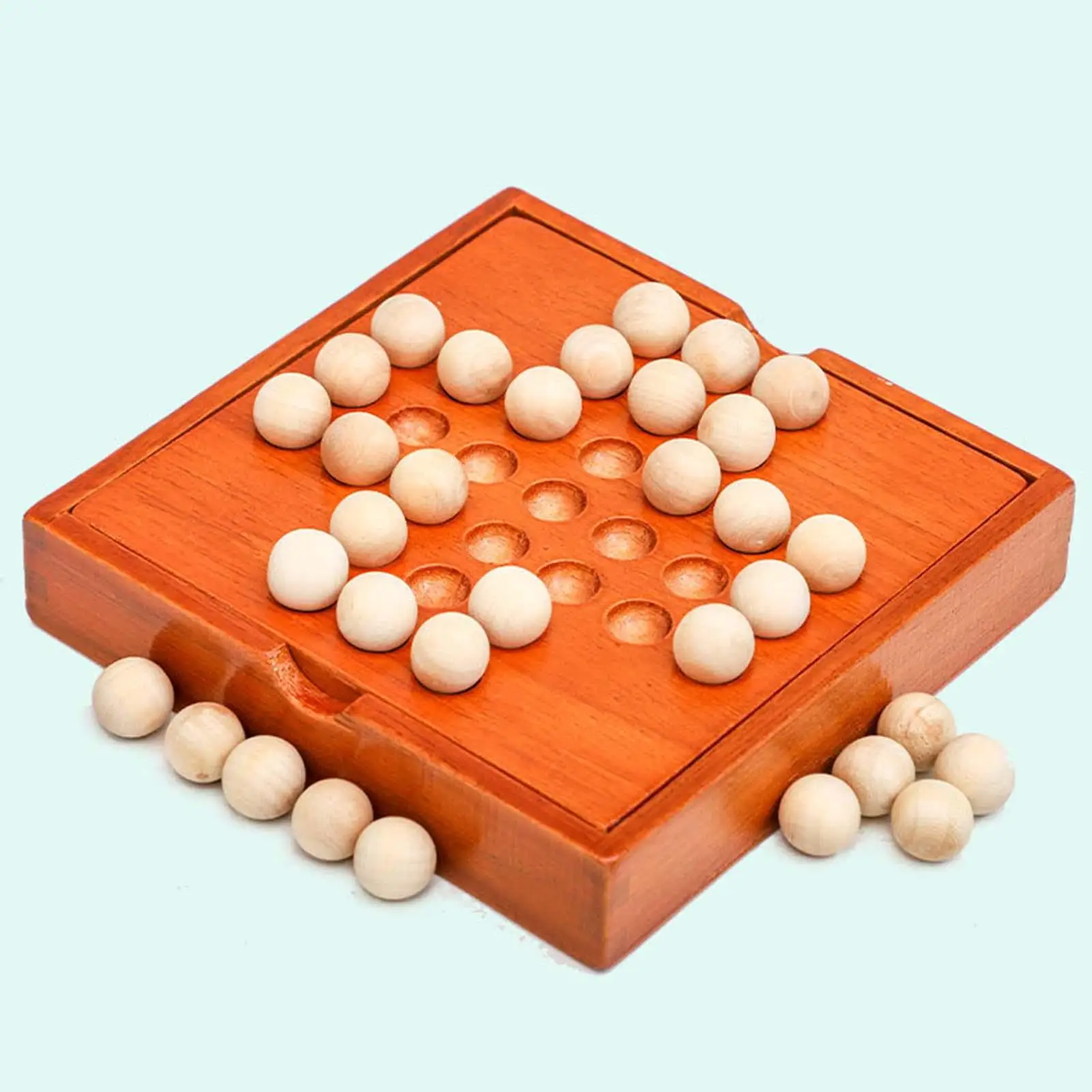 Wooden Solitaire Board Game Educational Toys Parent Child Interaction