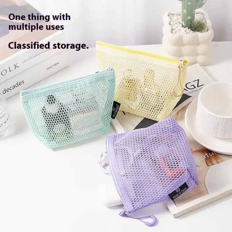 1Pc Tragbare Mesh Design Kosmetik Lagerung Tasche Einfache Lippenstift Toilettenartikel Organizer für Badezimmer Hautpflege Zubehör