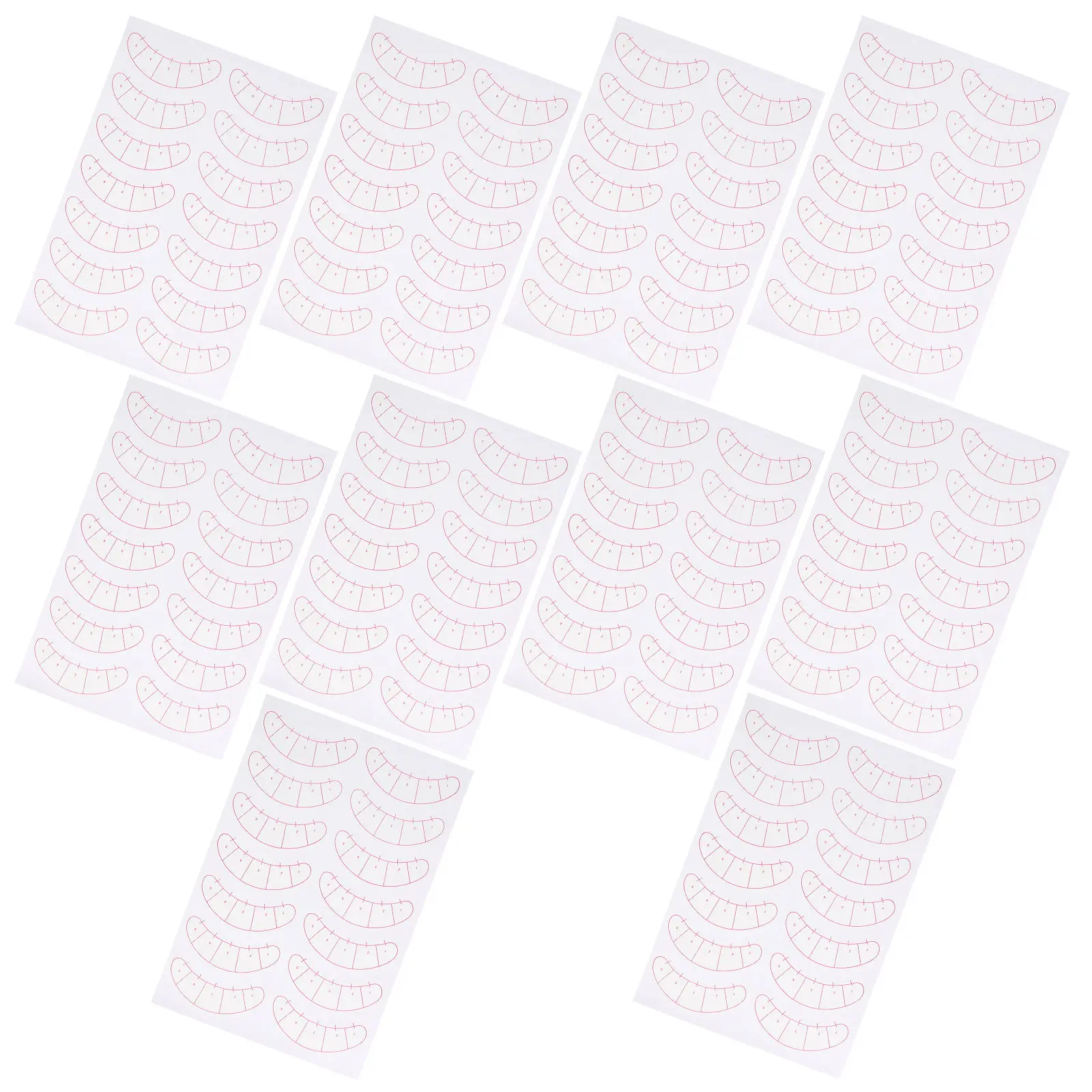 10Sheets Eyelash Extension Isolation Paper Pads with Dual-Scale Measurement Stickers for Lash Mapping Training Practice
