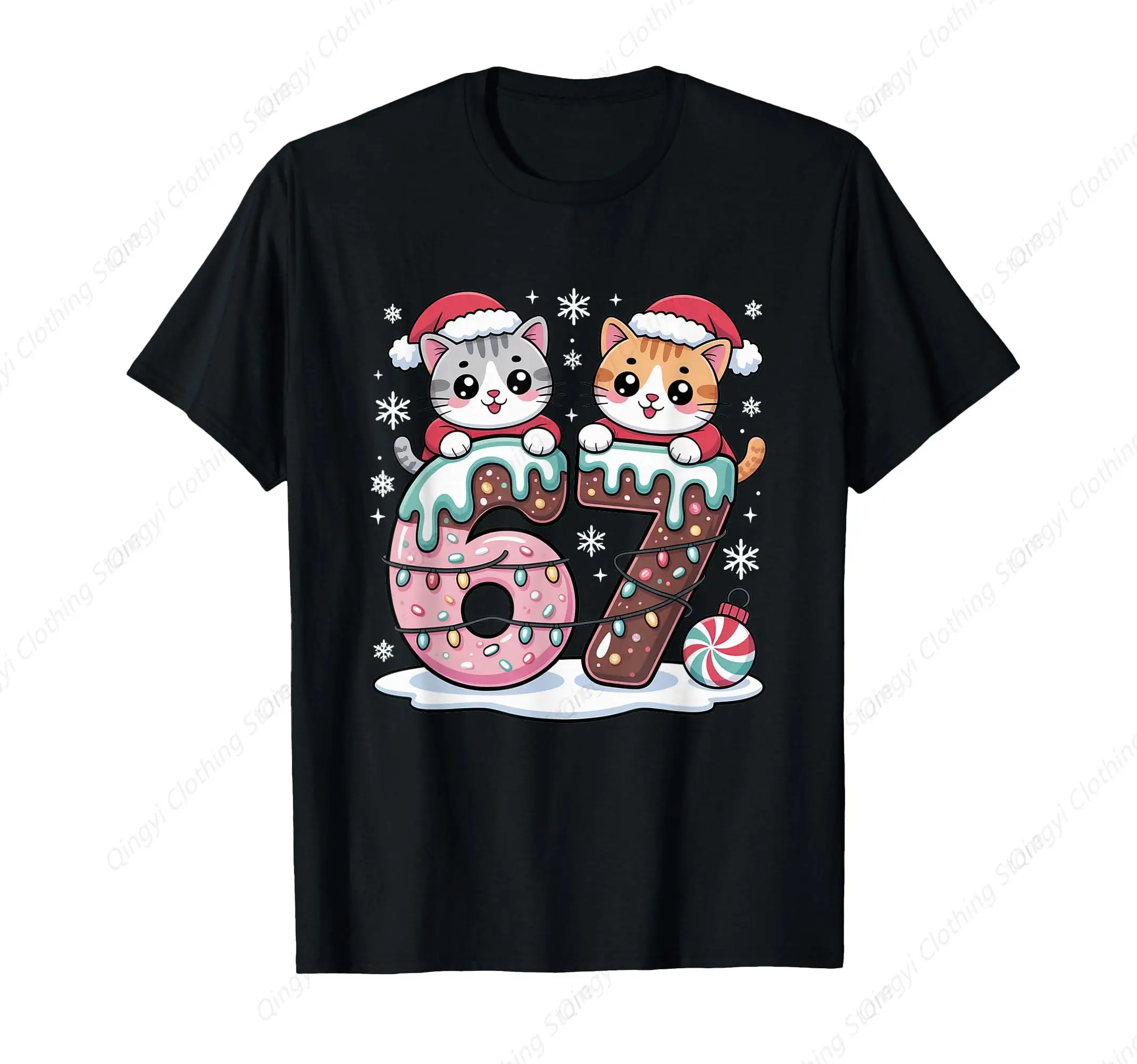 

67 Funny Kawaii Cats Christmas Ice Cream Drip 6 7 T-Shirt