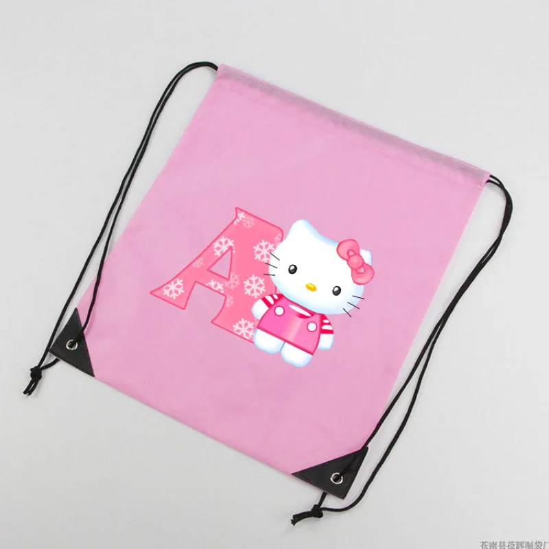 Sanrio Drawstring Bag Pink Hello Kitty Portable Storage Bags Women Waterproof Swim Sport Backpack Girl Cartoon Riding Pouch Gift