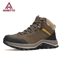 HUMTTO Genuine Leather Outdoor Men's Sports Shoes Non-slip Hiking Shoes for Men Winter Safety Sneakers Breathable Trekking Boots