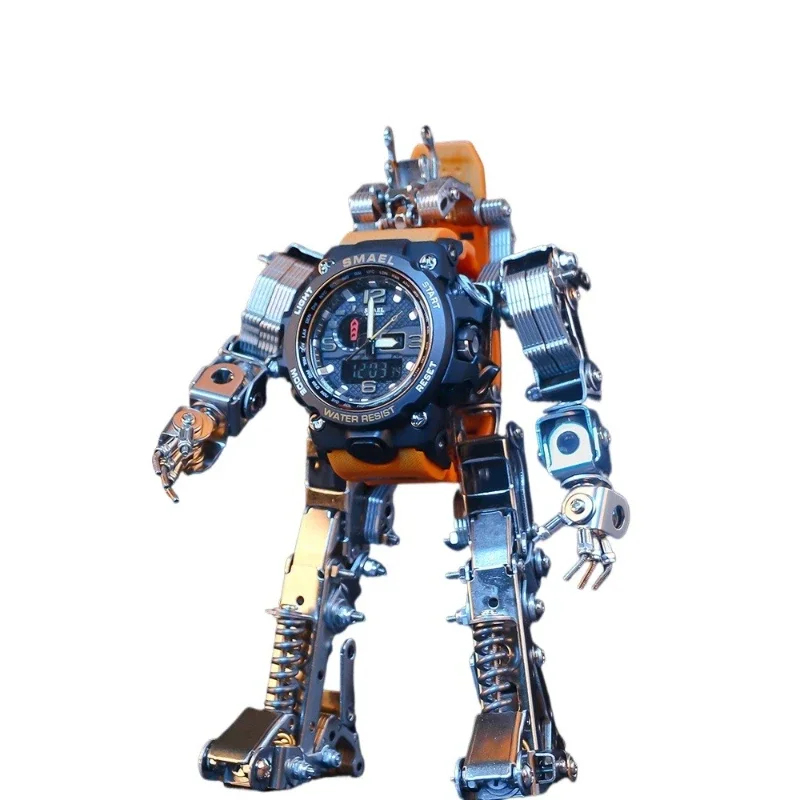 

Guochuang Mecha Creative Children's Phone Watch Holder Metal Hand Assembled Model Robot Ornament