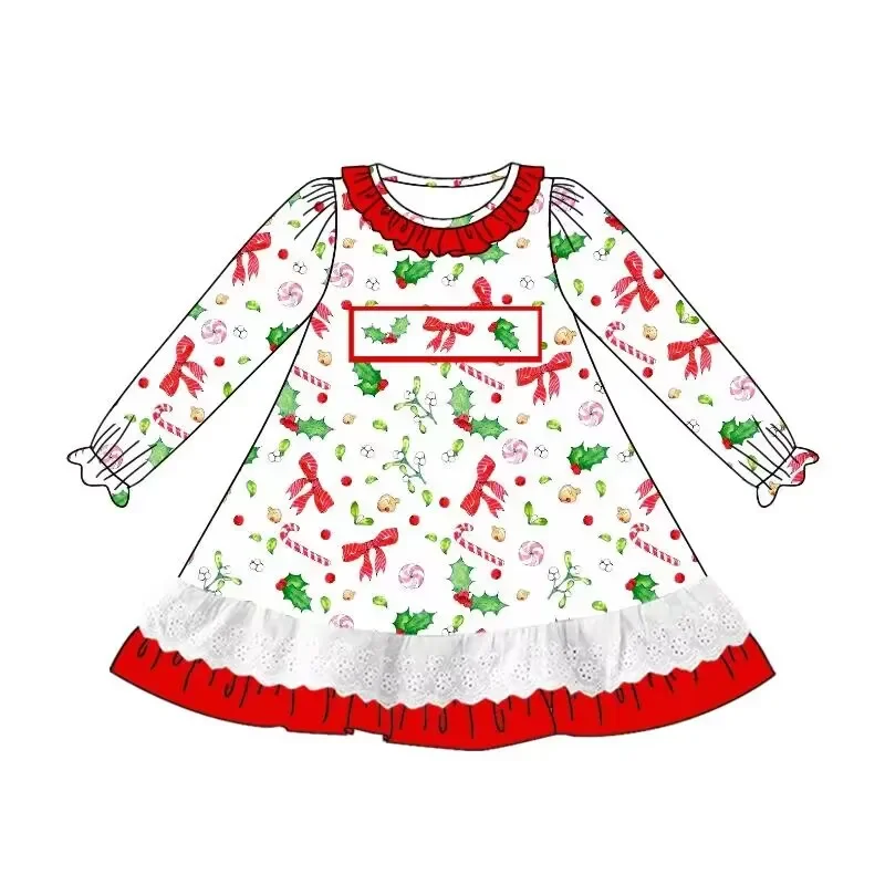 Hot Selling Children's Christmas Clothing Boutique Baby Matching 3 Piece Set Customized Milk Silk Baby Girl Long Sleeve Dress Se