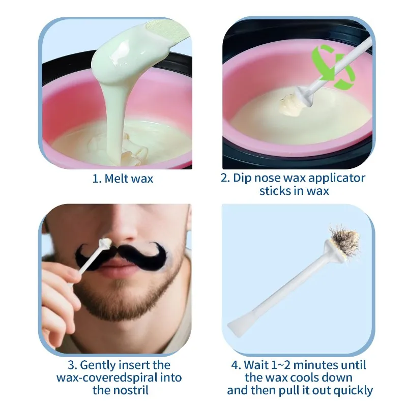 

Восковые палочки для носа UNCL для мужчин и женщин, 200 шт., одноразовые, для удаления волос в носу, ушах и на лице