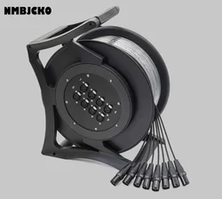 NMBJCKO New 8 Channel 50FT Reel Wind-Up Stage Audio Snake XLR Mic Connectors with 15M