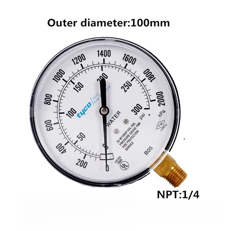 NEW Tyco Fire pressure gauge 35-W1005P-02L-XUL 300PSI/2000KPA