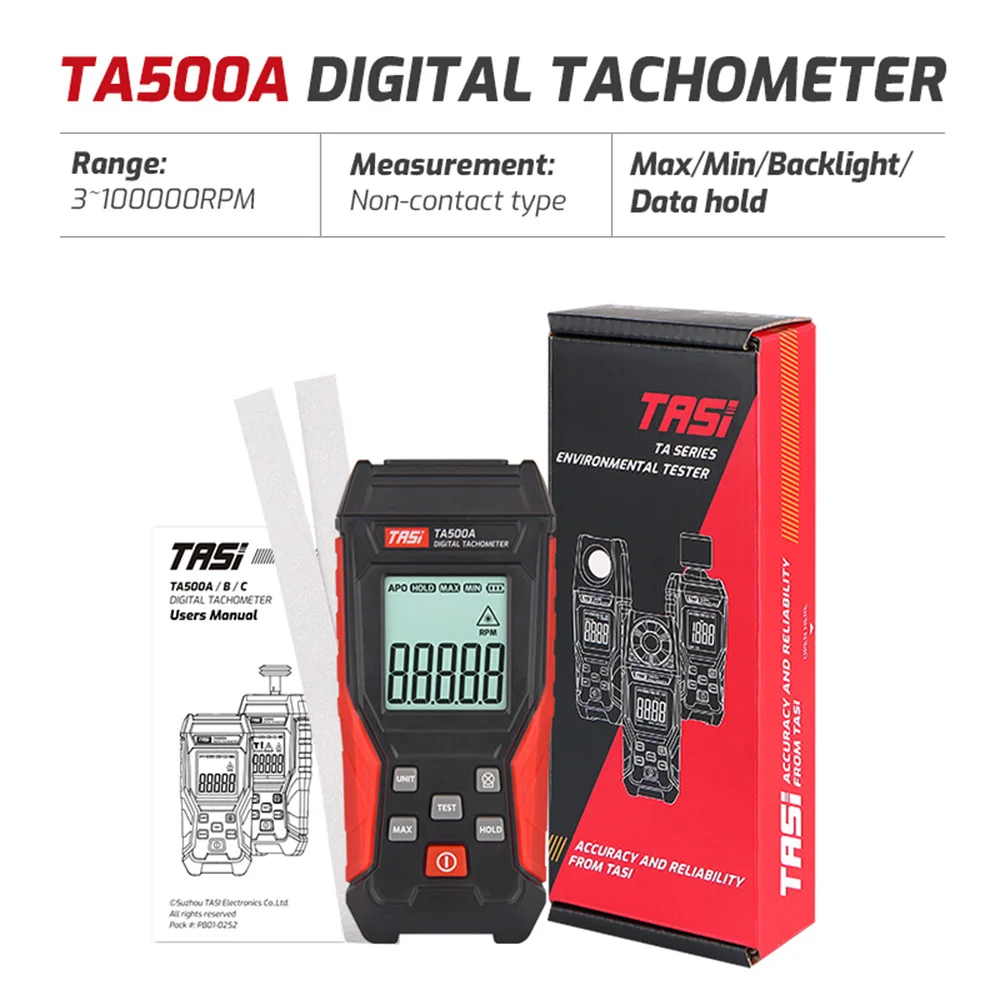 A500C Digital Laser Tachometer 3~100000RPM Rang Rpm Meter 2-in-1 Contact/Non-contact Tacometro Backlight Unit Switch Speedomet