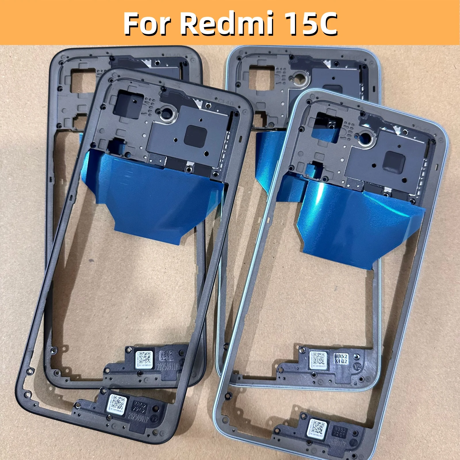 Original Middle Frame For Xiaomi Redmi 15C With Volume Buttons Middle Housing Cover Bezel Case Spare Parts Replacement