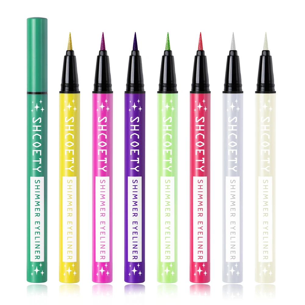 قلم تحديد العيون السائل المقاوم للماء، قلم تحديد العيون للنساء، قلم تحديد عيون كوري مقاوم للماء باللون الأبيض اللامع