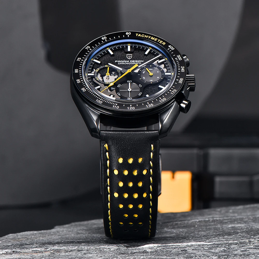 PAGANI DESIGN 2023 New Mens Quartz Watches Chronograph Luxury Moon Dark Watch For Men AR Sapphire Mirror Waterproof Reloj Hombre