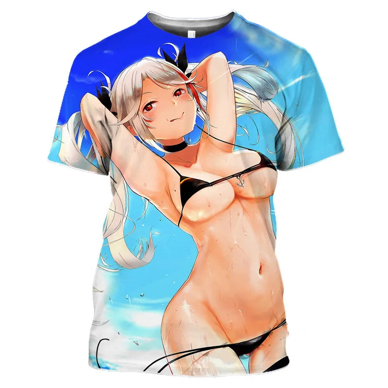 Azur Lane T-Shirts Anime Game Beach Sexy Girls 3D Printed Streetwear Men Women O-Neck Oversized T Shirt Harajuku Kids Tees Tops