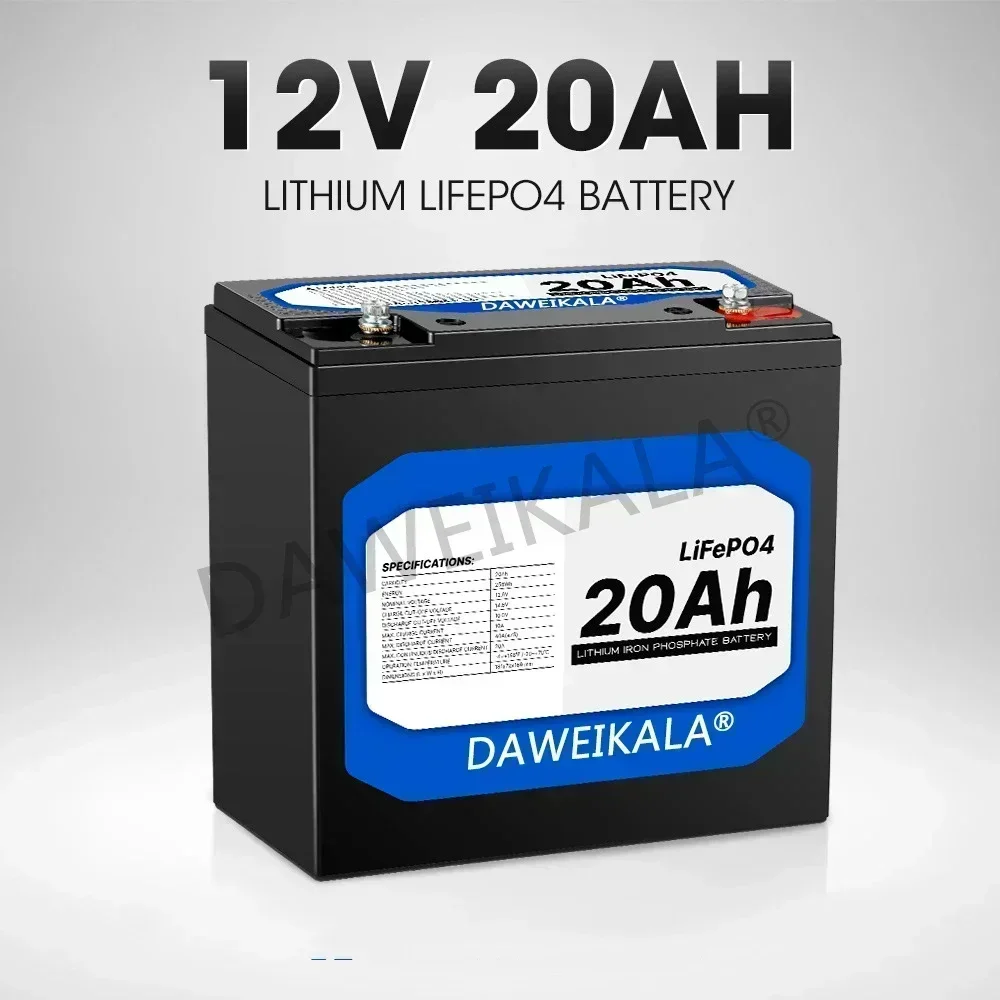 New 12V 20Ah LiFePo4 Battery Lithium Iron Phosphate 12V 24V LiFePo4 Rechargeable Battery for Kid Scooters Boat Motor No Tax