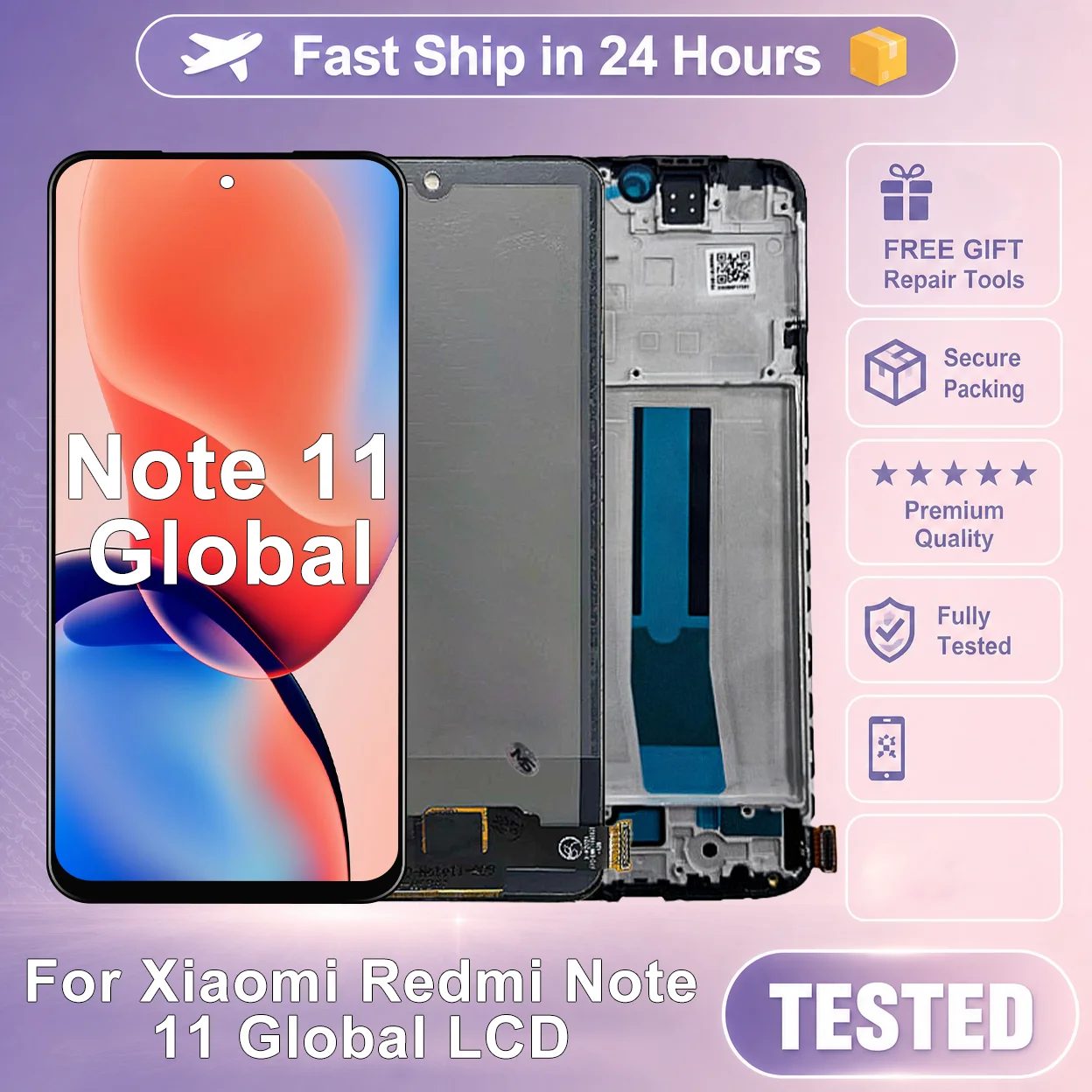 TFT For Xiaomi Redmi Note 11 Global Display 2201117TG Touch Screen Digitizer Assembly For Redmi Note 11 Global LCD Replacement