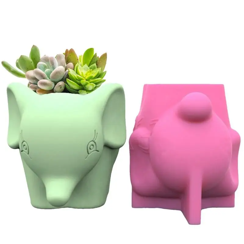 3D Animal Flower Pot para Home Decor, Molde De Silicone, Plantador Suculento, Molde De Concreto, Elefante Molde De Concreto, DIY Pen Holder