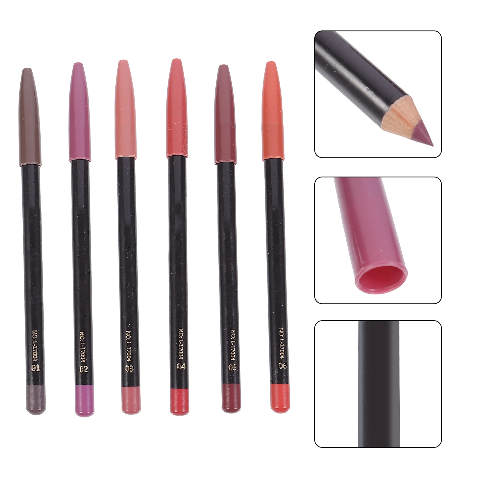 

6Pcs Lip Pencil Waterproof Sweat Proof Non Fading Fast Drying Lightweight Formula for Clear Lip Outline Daily Use