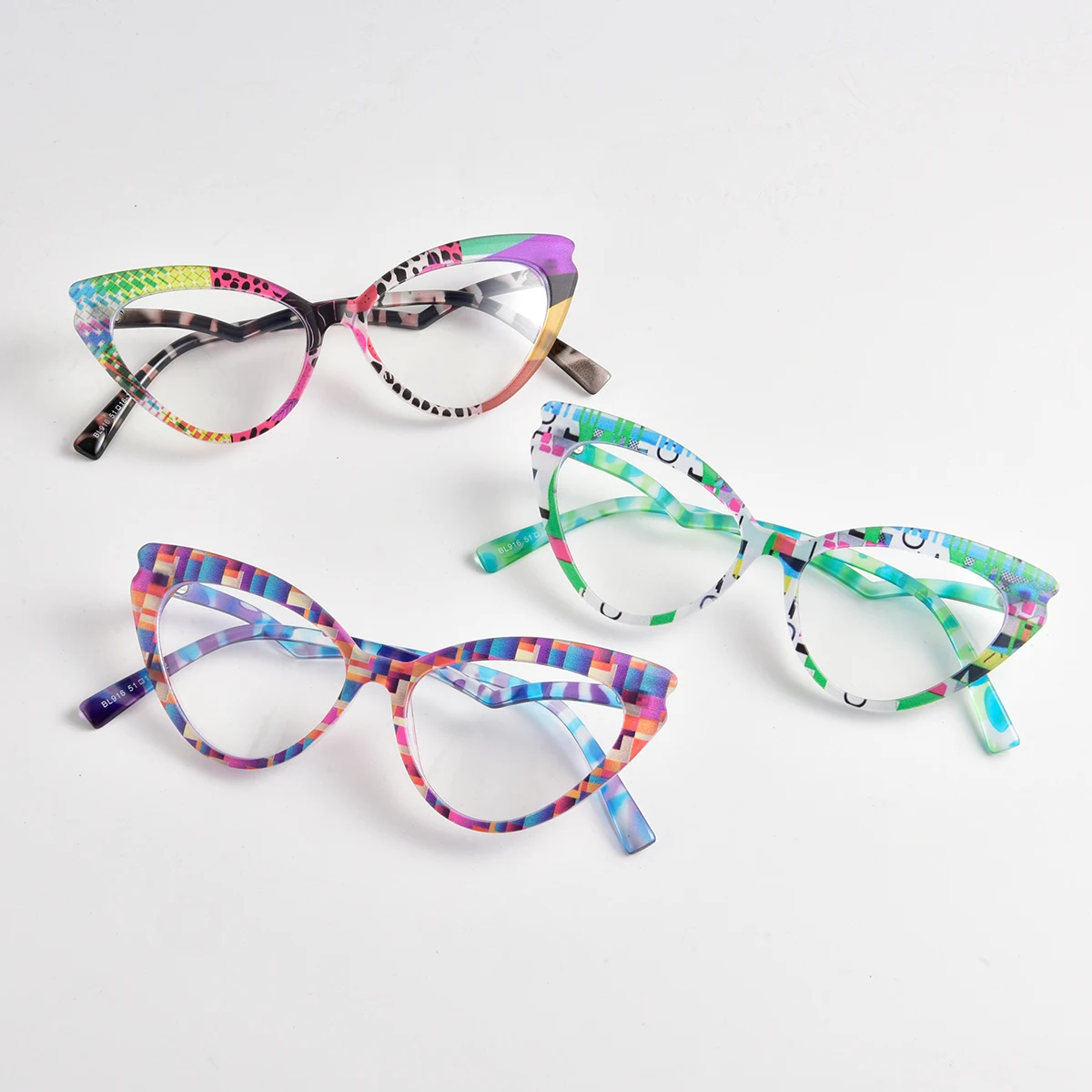 Nova moda colorida feminina olho de gato óculos de bloqueio de luz azul lentes plano personalizadas óculos transparentes para a saúde dos olhos