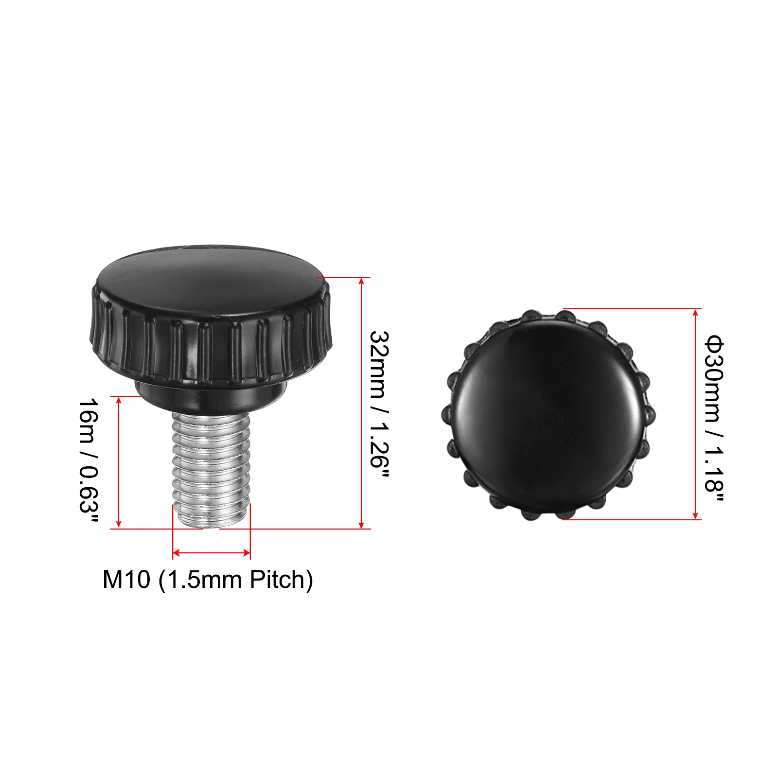 2/4/6/8Pcs Knurled Knob Handle Thread Metric Carbon Steel Hand Tightening Clamping Screw Threaded Stud Knob Bolt for Woodworking