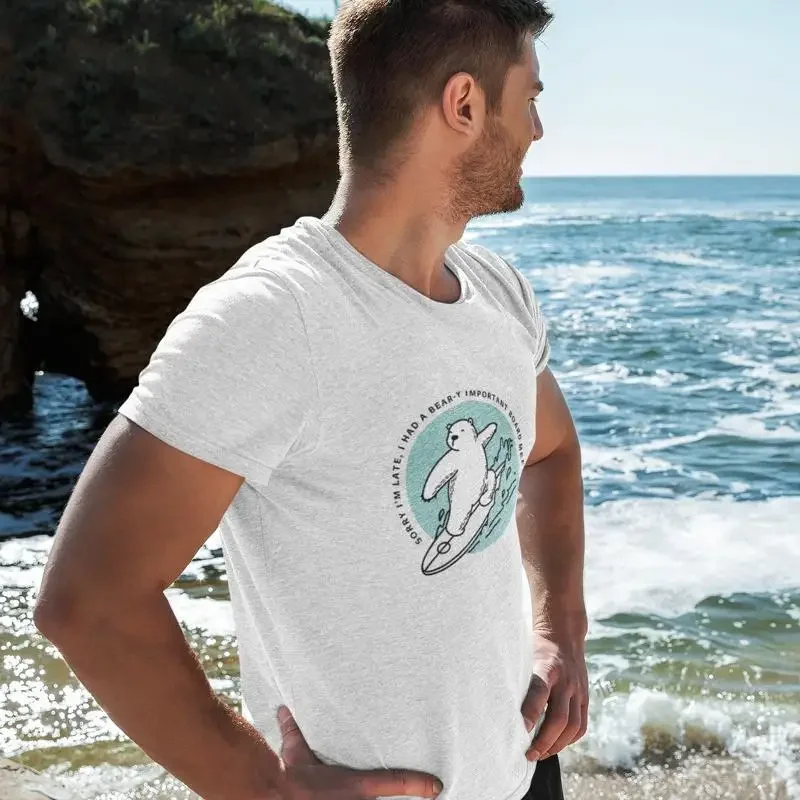 Polar Bear Surfing T Shirt Funny Novelty Board Meeting Pun for Surfers Kitesurfers Present Wakeboard Windsurf Humorous
