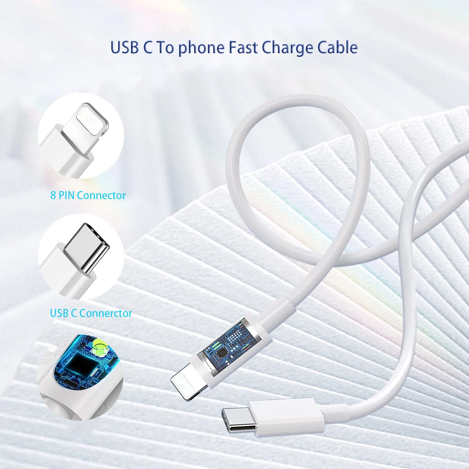 USB C — 8-контактный кабель для быстрой зарядки телефона Кабель для зарядки типа C, совместимый с iPhone 14 13 13 Pro Max 12 12 Pro Max