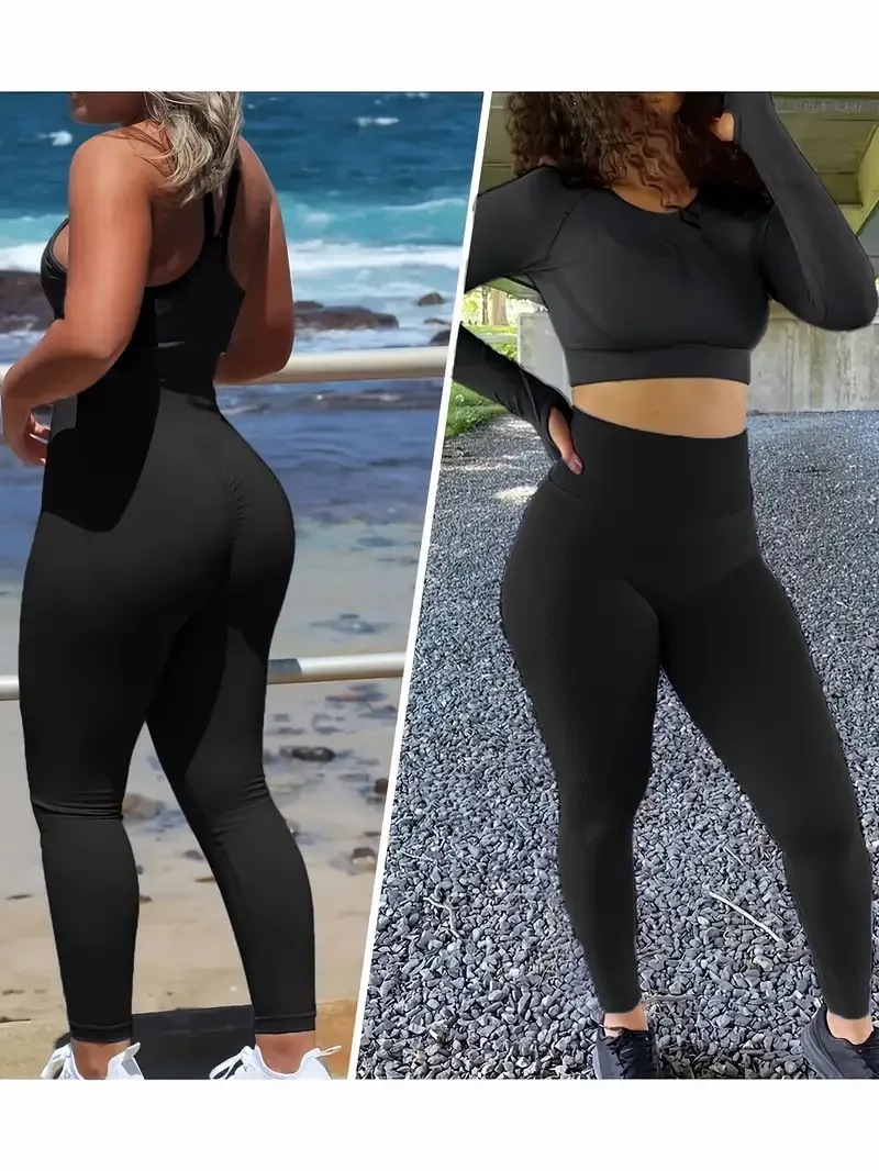 Leggings da yoga senza cuciture in tinta unita a vita alta Fitness Corsa Allenamento Pantaloni sportivi Abbigliamento sportivo da donna