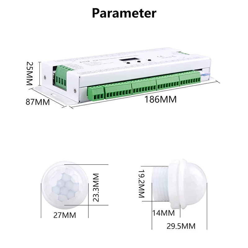 PIR Sensor Stair Controller 32CH Single Color 2CH RGB Pixel SPI LED Strip Dimmer Indoor Stairway Light ES32 Controller 5V-24V