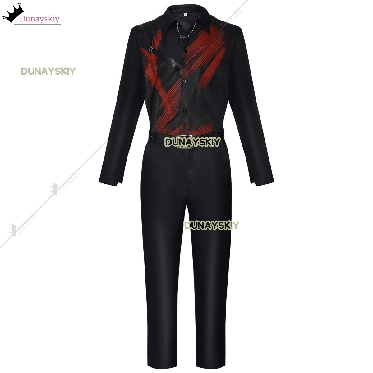 Sylus Costume Cosplay Gioco Love and Deepspace Abiti da gioco di ruolo Nero Rosso Abiti da uomo Uniforme con parrucche bianche Collare con cintura Set