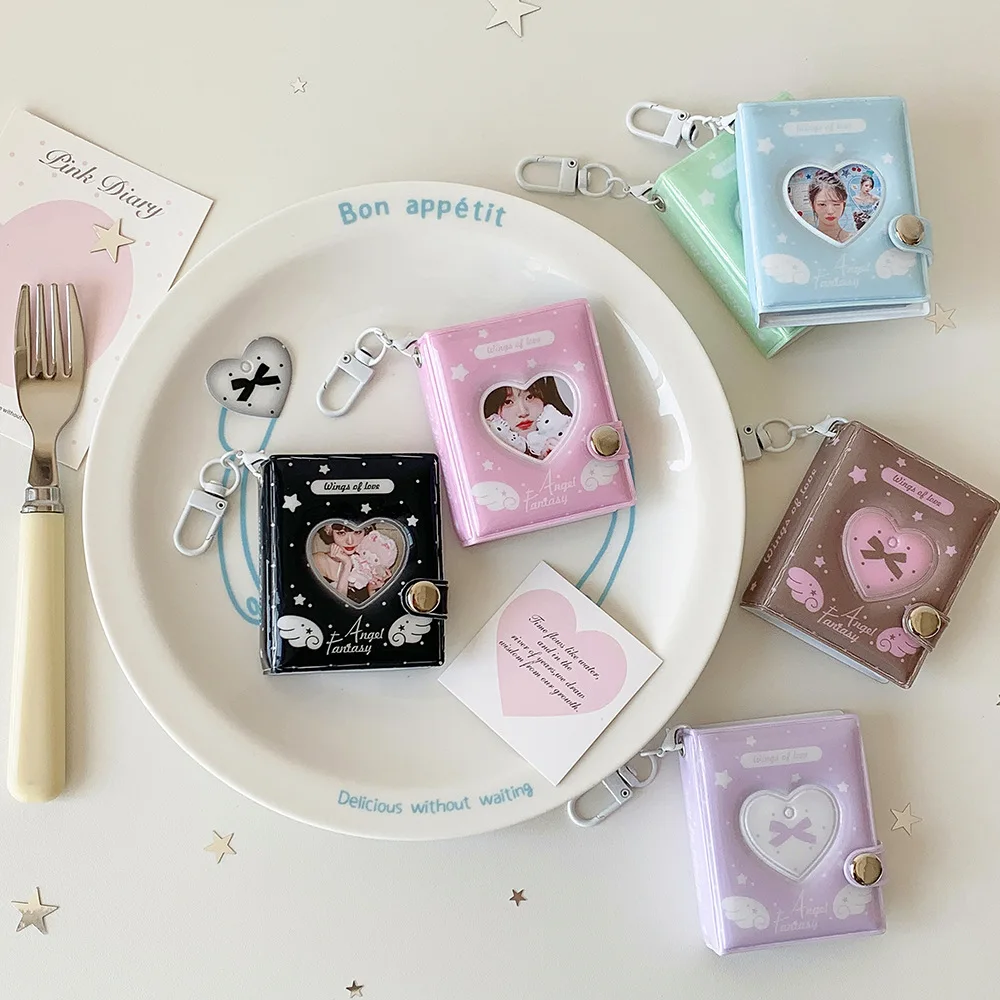 Kpop Fashion Mini Love Wings 2-in Photo Album Cute Girl Backpack Decorative Pendant Keychain Card Holder Polaroid Card Bag Gifts - view 5