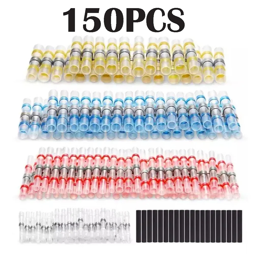 

150PCS Insulated Waterproof Solder Sleeve Heat Shrink Wire Butt Wire Connectors Terminals Heat Shrink Sleeving Tube Fast Splices