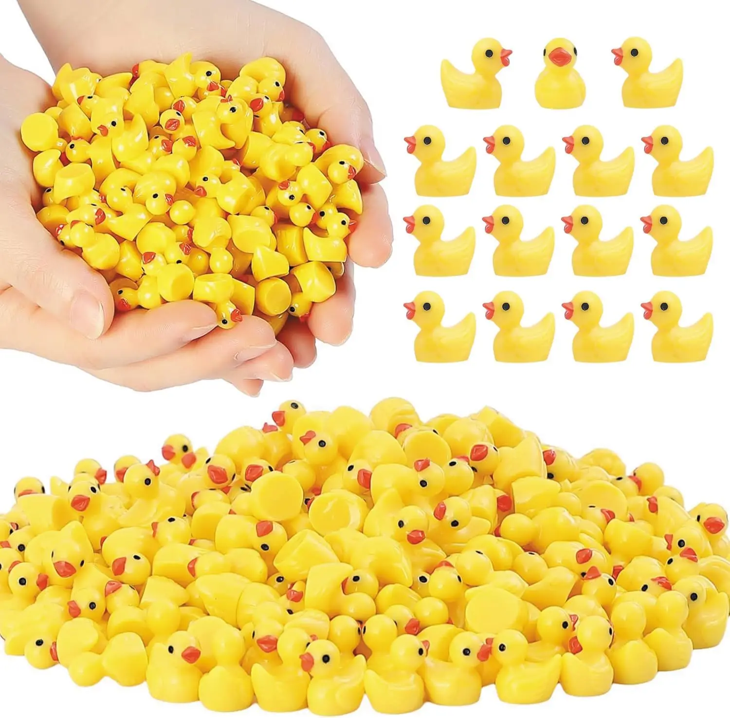 50Pcs Mini Resin Ducks Tiny Ducks Figurines Bulk for Miniature Dollhouse Decor Accessories Garden Aquarium Potted DIY Ornament