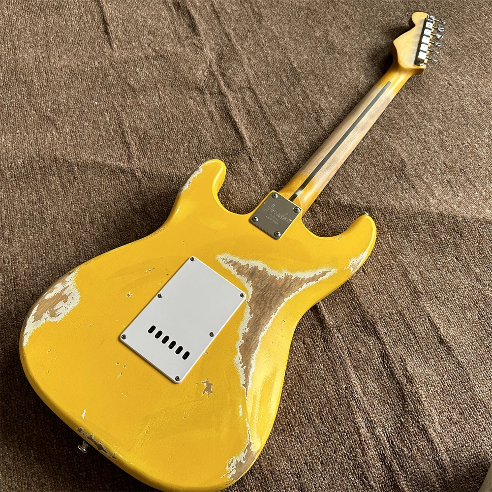 in stock aged handed relics old yellow electric guitar rosewood fretboard chrome hardware maple neck guitarra shipping quickly