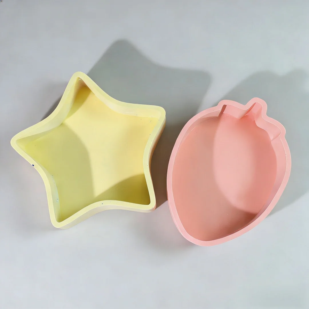 Star Strawberry Shape Tray Mold Reusable For DIY Storage Plate Ornament Gypsum Silicone Mold Snack Jewelry Storage