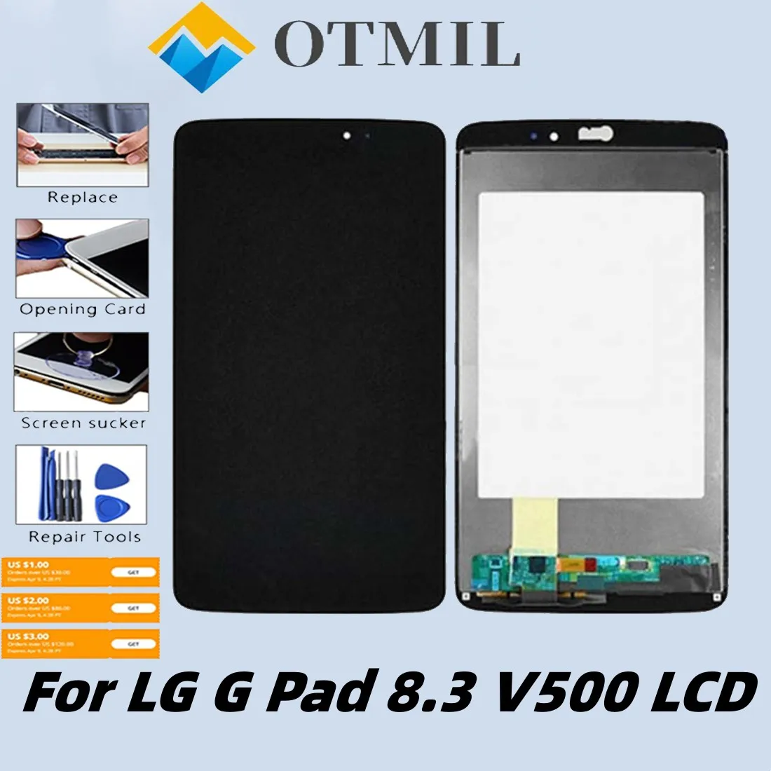 

8.3"AAAA+++++ For LG G Pad 8.3 V500 LCD Touch Screen Digitizer V500 Wifi Version Touch Screen Digitizer Panel Glass black white