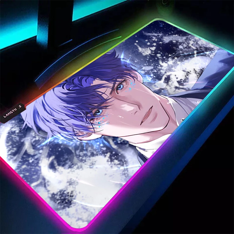 Alfombrilla de ratón para Gamer, alfombrilla para teclado LED PC Love And Deepspace Rafayel, alfombrilla para ratón de escritorio, Tapis de goma para Souris Gaming RGB, alfombrilla para ratón de Notbook