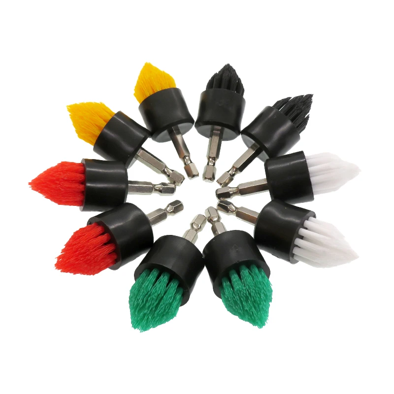 Cleaning Brush Attachment Set 4 Pcs with Tapered and Flat Brush for Cordless Drill Tile Grout Drill Brush Set Drill Attachments