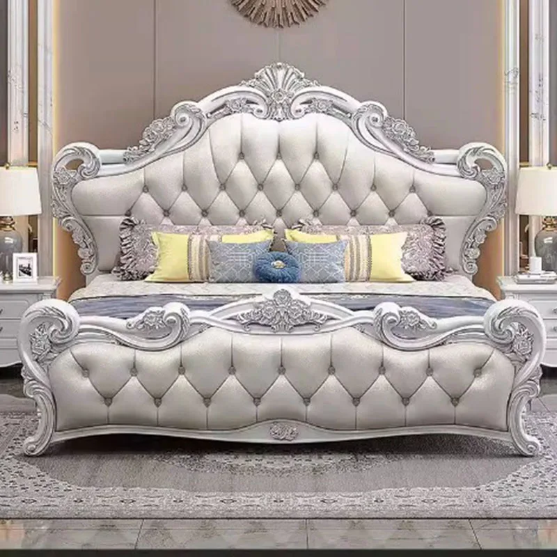 

Luxury Beauty Bed Wooden Frame European Space Saving Queen Double Bed Modern Sleeping Letto Matrimoniale Lounge Suite Furniture