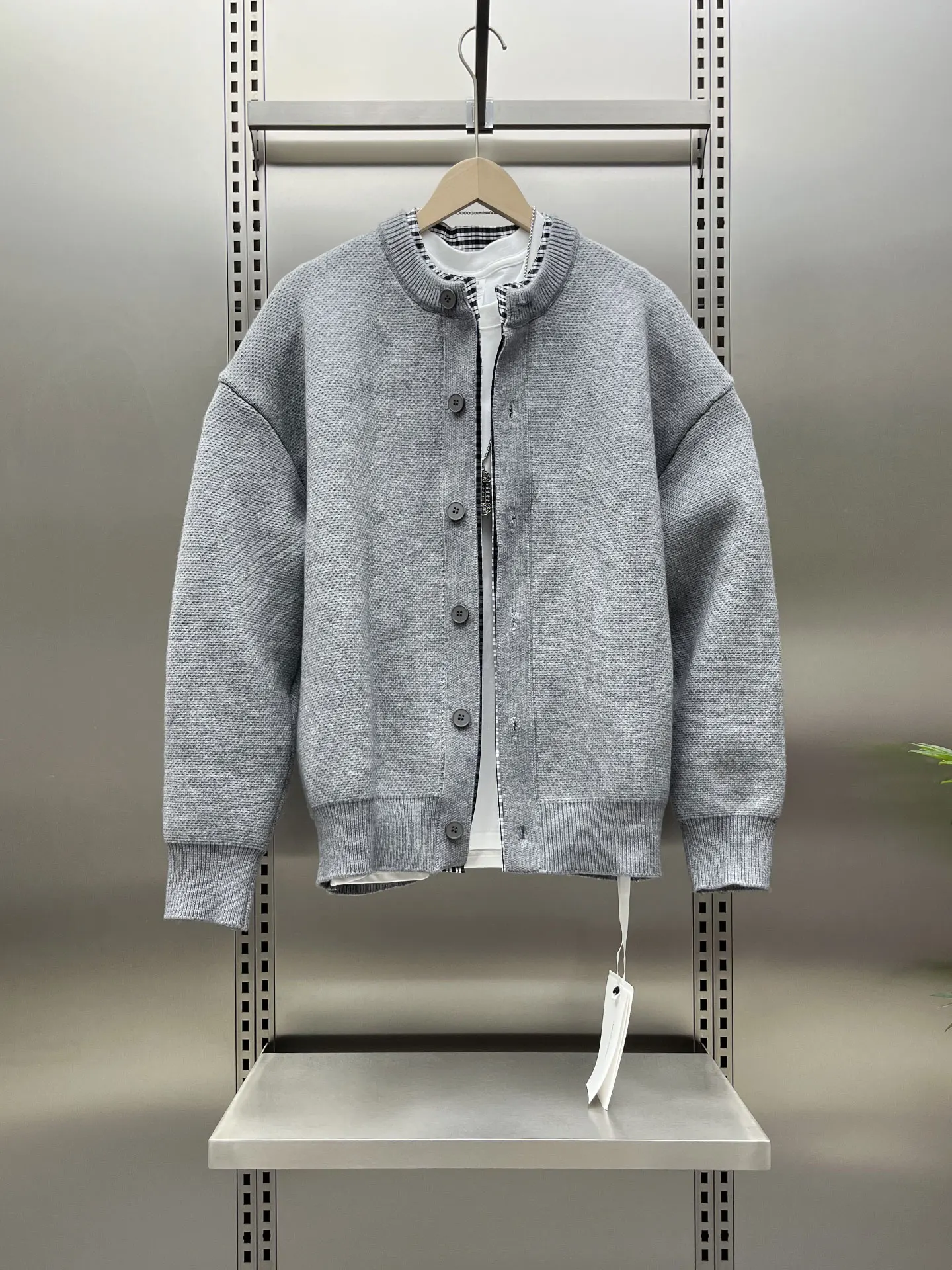 Autumn Korean Sle Men's Knitted Sweater Cardigan Loose Fit round Ne Plaid Splicing Casual Wear Couples Faion Outerwear