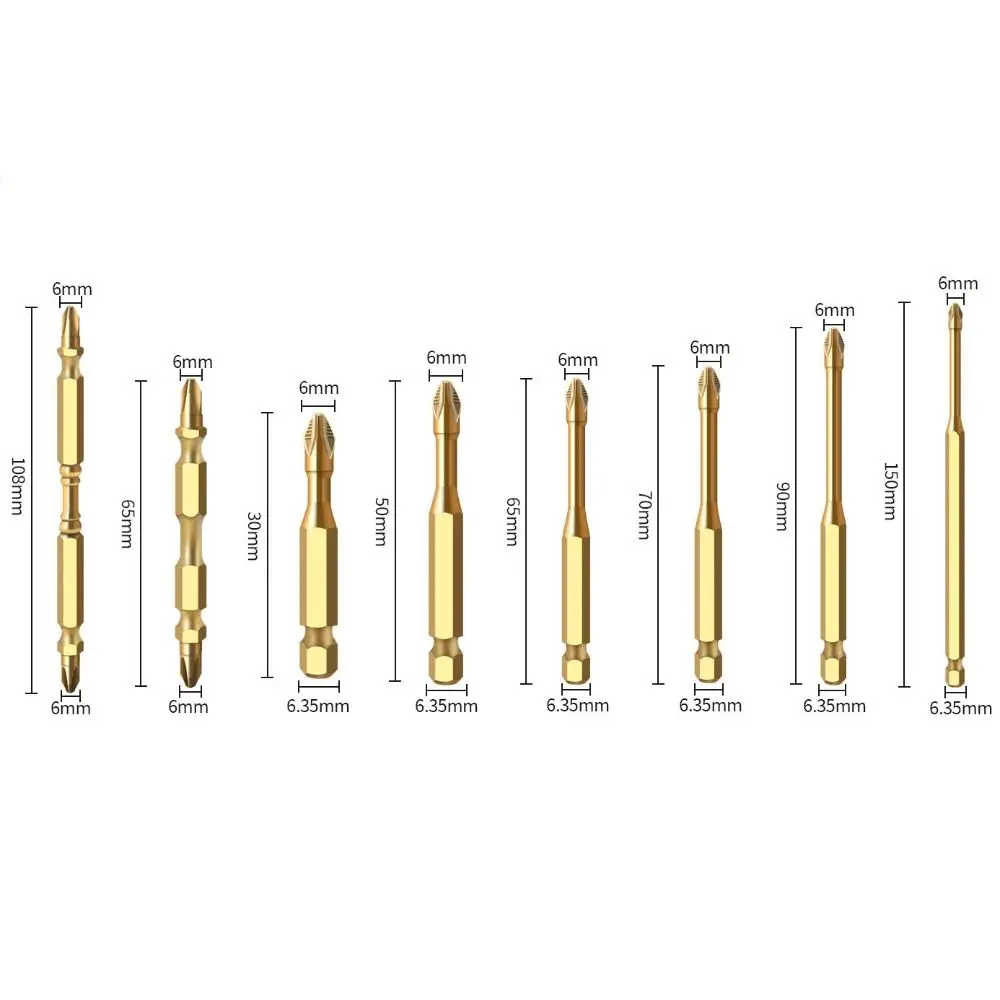 미끄럼 방지 마그네틱 스크루 드라이버 비트, 크로스 하이 토크, 더블 엔드 스크루 드라이버 비트, 충격 저항, 티타늄 도금