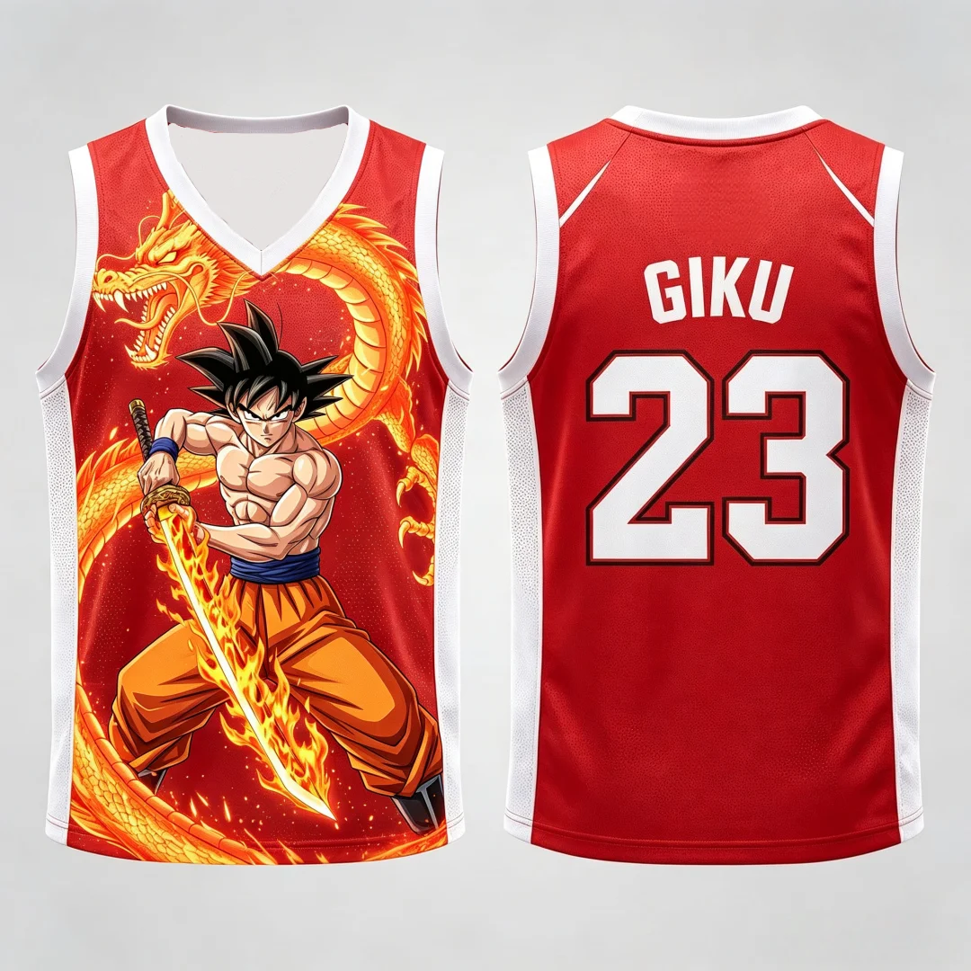 Dragon Ball Goku Samurai Shenron Basketball-Trikot für Herren, 3D-Druck, Sportweste, Anime-Streetwear-Tanktop, passende Familien-Outfits – Detail 13
