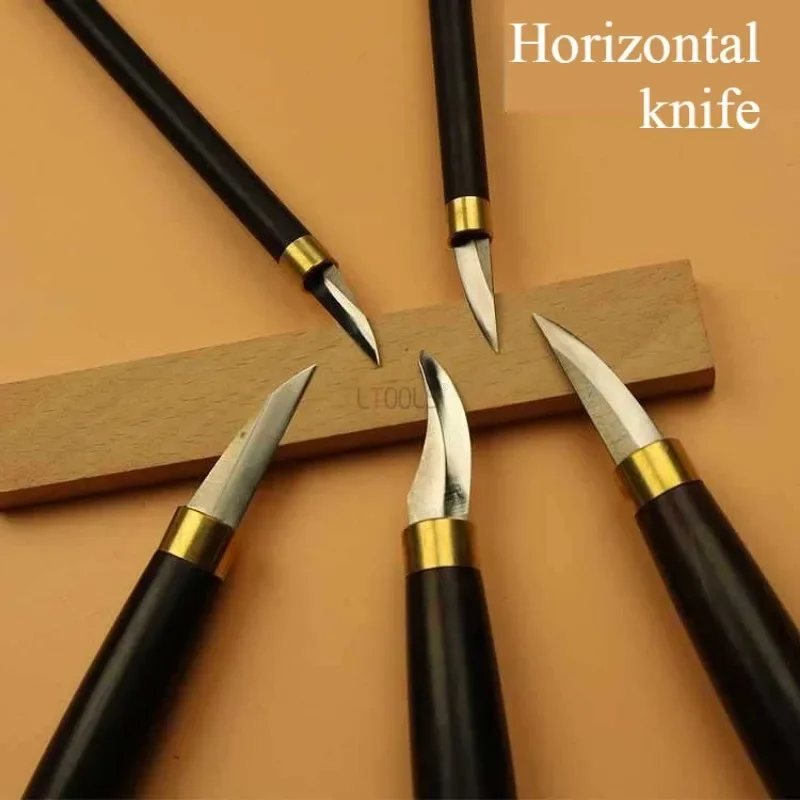 5Pcs Wood Handle Carving Knife Hand Tool Set Wood Cut DIY Chisels Digging Spoons Cutting Manual Detailed Woodworking Tools Suit