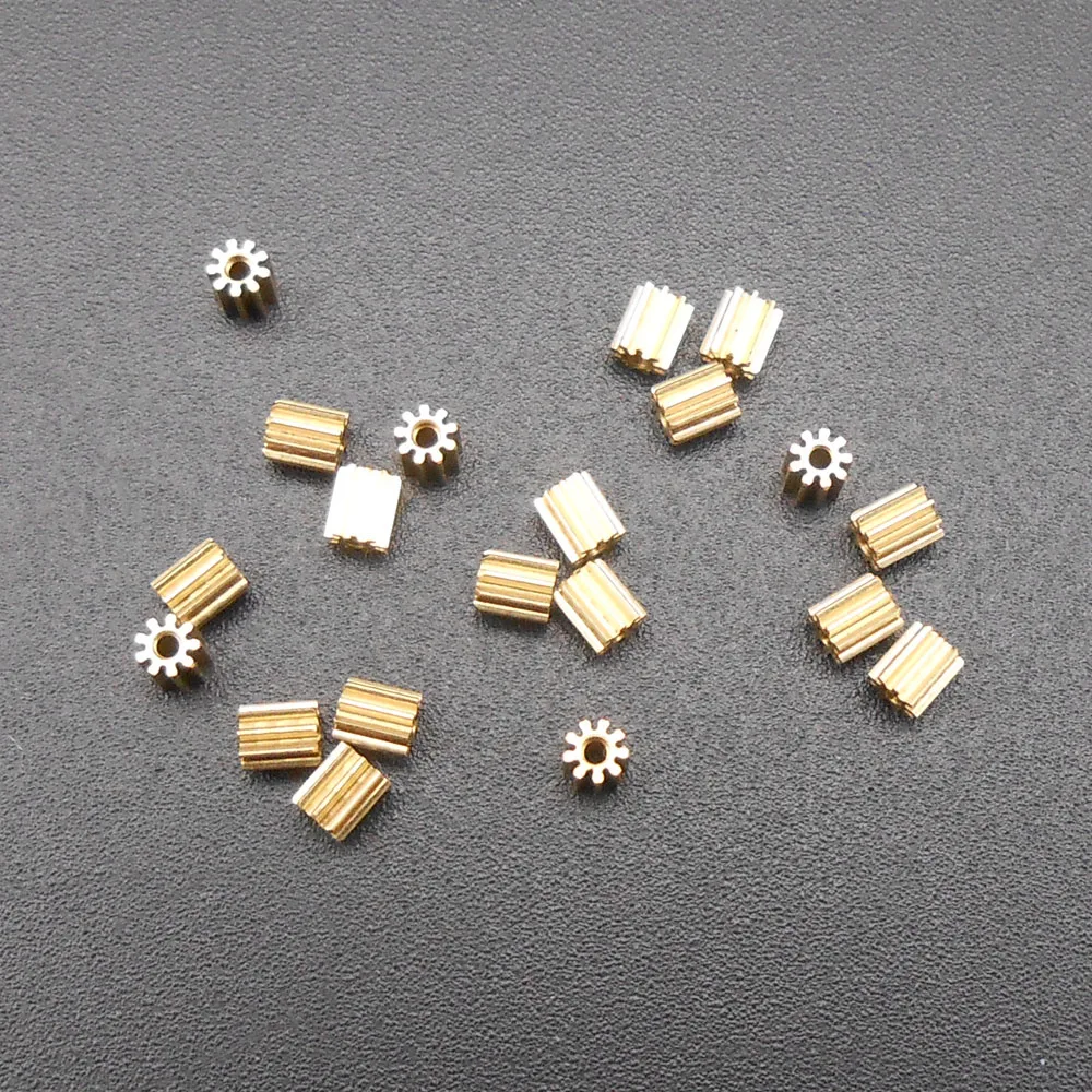 50Pcs/Lot 0.2M 9T 9T0.78A Small Brass Gear Spur Spindle Pinion 0.2 Modulus Bore Hole Aperture 0.78MM 9 Teeth OD 2.2MM L H 2.5MM