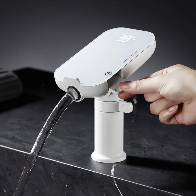 Smart Digital Display Basin Faucet Brass Bathroom Washbasin LED Hot and Cold Dual-Use Faucet