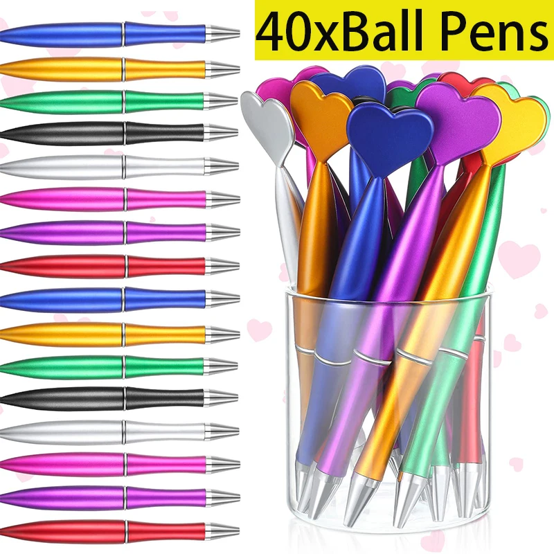 

40Pcs Heart Shaped Ballpoint Pens Novelty Gel Ink Pens For Student Teacher Office School Home Supplies Party Favors Gifts