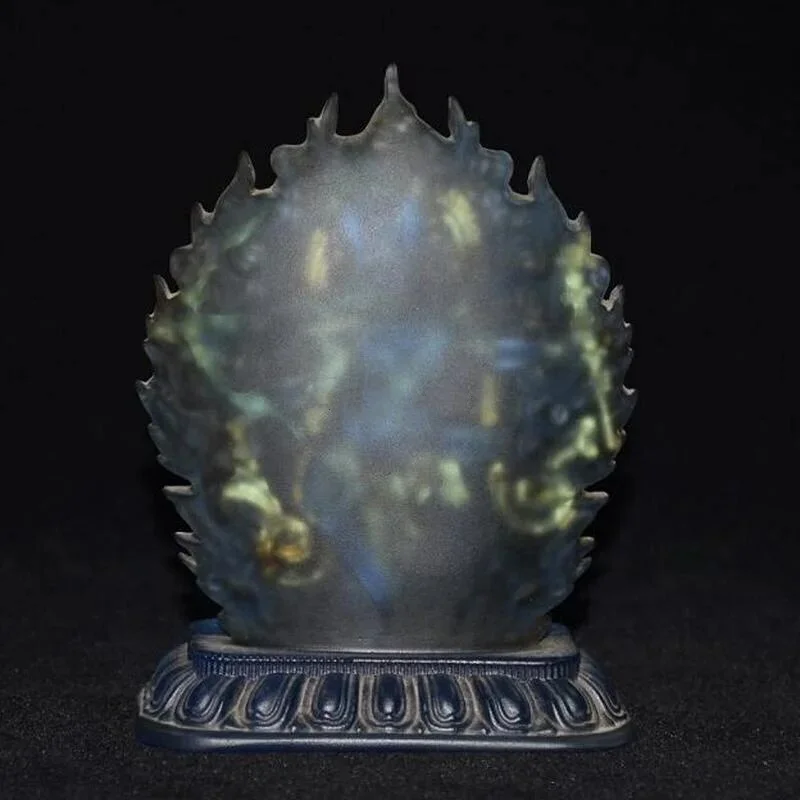 Tibet Buddhism Blue Liuli Glaze Glass Handmade Gild Buddha Buddha Statue Home Decoration