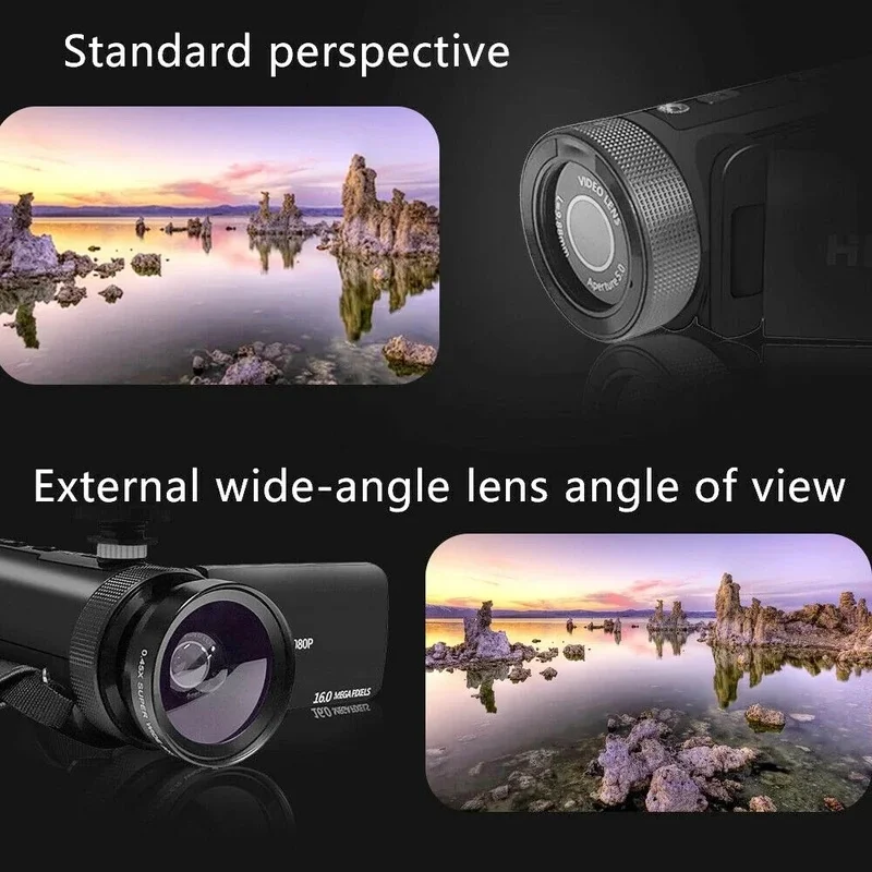 New 2026 Full HD 1080P Digital Video Camera Camcorder with External Microphone Wide Angle Lens Vlog Recorder